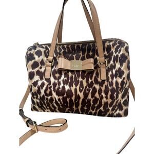 Kate Spade Veranda Place Leopard Nylon Satchel Crossbody Bag